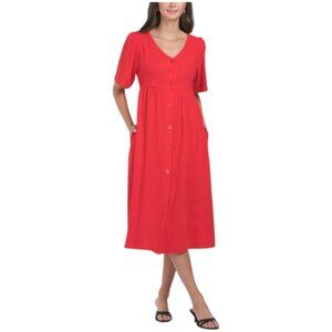 VELVET HEART Linen Blend Button Front Maxi Dress